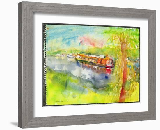 Narrow Boat on the River Lea-Brenda Brin Booker-Framed Giclee Print