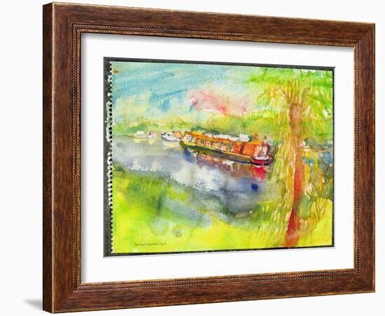 Narrow Boat on the River Lea-Brenda Brin Booker-Framed Giclee Print