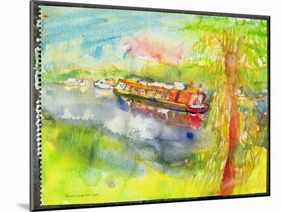 Narrow Boat on the River Lea-Brenda Brin Booker-Mounted Giclee Print