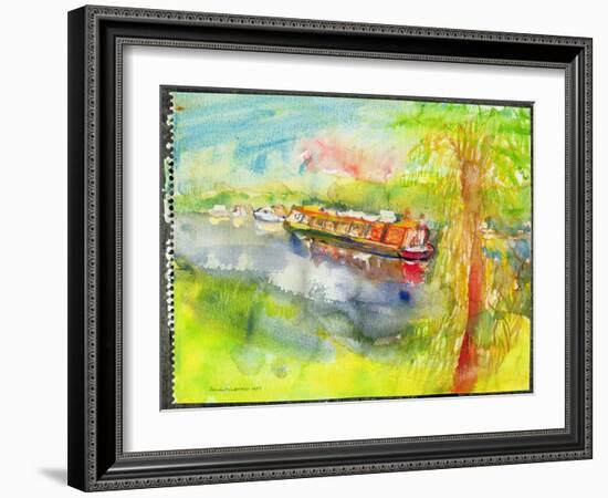 Narrow Boat on the River Lea-Brenda Brin Booker-Framed Giclee Print