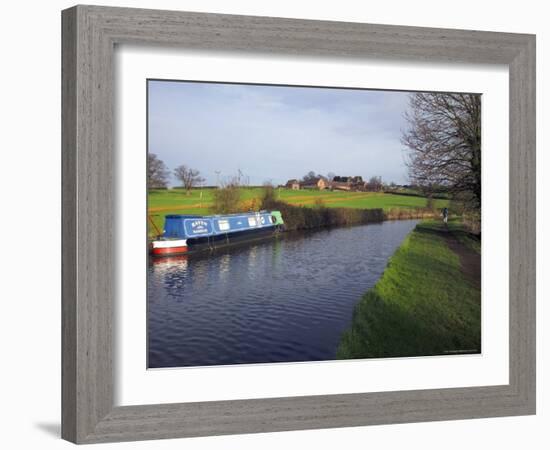 Narrow Boat on the Worcester and Birmingham Canal, Tardebigge Locks, Worcestershire, England-David Hughes-Framed Photographic Print