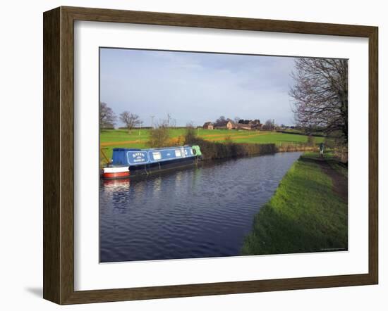 Narrow Boat on the Worcester and Birmingham Canal, Tardebigge Locks, Worcestershire, England-David Hughes-Framed Photographic Print