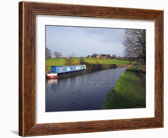 Narrow Boat on the Worcester and Birmingham Canal, Tardebigge Locks, Worcestershire, England-David Hughes-Framed Photographic Print