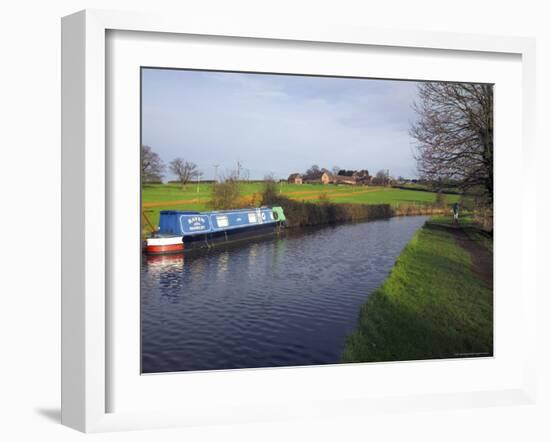 Narrow Boat on the Worcester and Birmingham Canal, Tardebigge Locks, Worcestershire, England-David Hughes-Framed Photographic Print