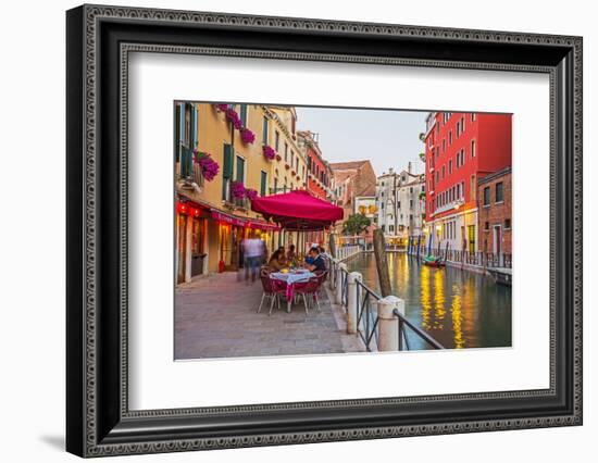 Narrow Canal among Old Colorful Brick Houses in Venice-Alan64-Framed Photographic Print