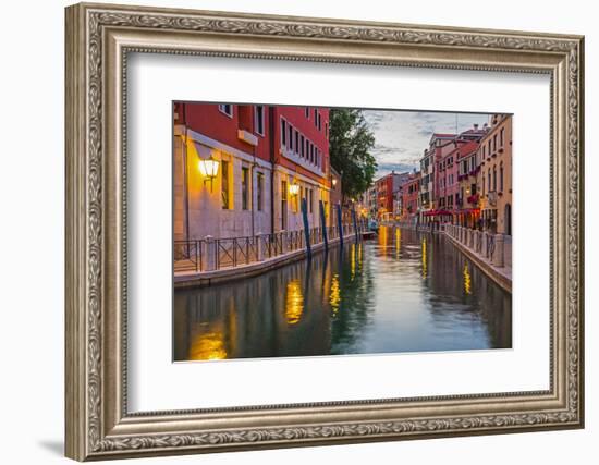 Narrow Canal among Old Colorful Brick Houses in Venice-Alan64-Framed Photographic Print