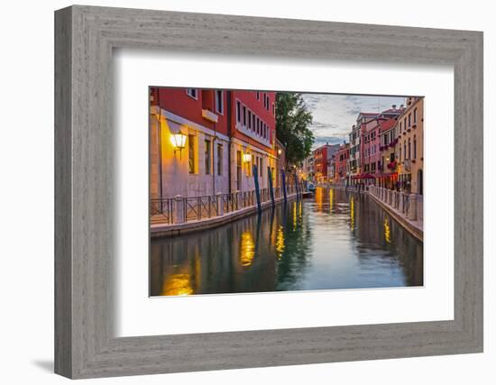 Narrow Canal among Old Colorful Brick Houses in Venice-Alan64-Framed Photographic Print