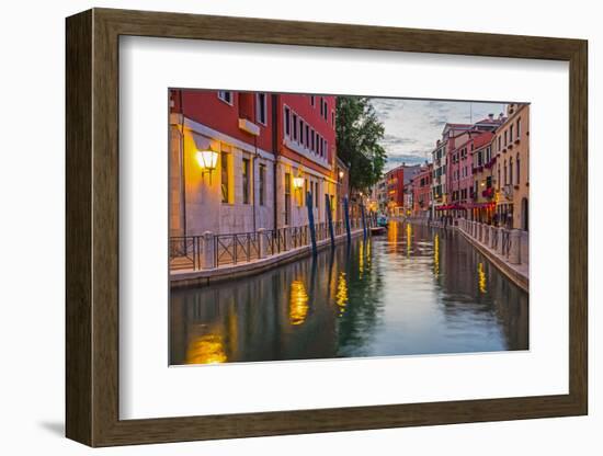 Narrow Canal among Old Colorful Brick Houses in Venice-Alan64-Framed Photographic Print