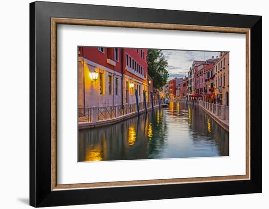 Narrow Canal among Old Colorful Brick Houses in Venice-Alan64-Framed Photographic Print