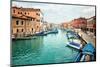 Narrow Canal among Old Colorful Houses on Island of Murano, near Venice in Italy.-Petr Jilek-Mounted Photographic Print