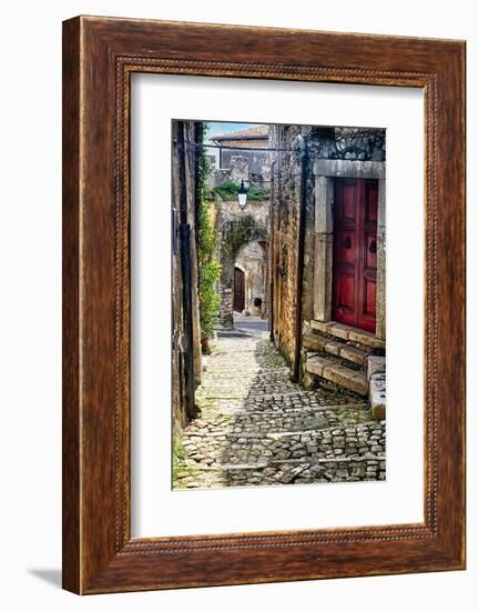 Narrow Cobblestone Sermoneta Italy-George Oze-Framed Photographic Print