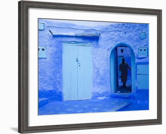 Narrow Lane, Chefchaouen, Morocco-Peter Adams-Framed Photographic Print