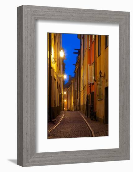 Narrow Street at Dusk, Gamla Stan, Stockholm, Sweden, Scandinavia, Europe-Frank Fell-Framed Photographic Print