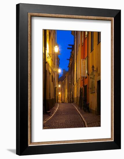 Narrow Street at Dusk, Gamla Stan, Stockholm, Sweden, Scandinavia, Europe-Frank Fell-Framed Photographic Print
