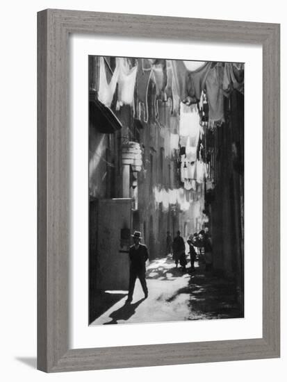 Narrow Street in Naples, Italy, 1937-Martin Hurlimann-Framed Giclee Print