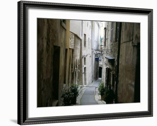 Narrow Street in Old Quarter, Spoleto, Umbria, Italy-Tony Gervis-Framed Photographic Print