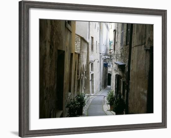 Narrow Street in Old Quarter, Spoleto, Umbria, Italy-Tony Gervis-Framed Photographic Print