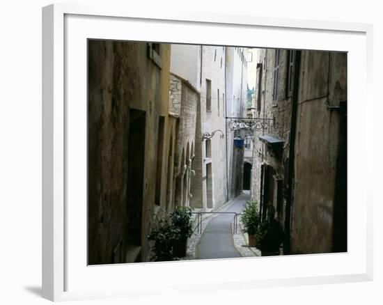 Narrow Street in Old Quarter, Spoleto, Umbria, Italy-Tony Gervis-Framed Photographic Print