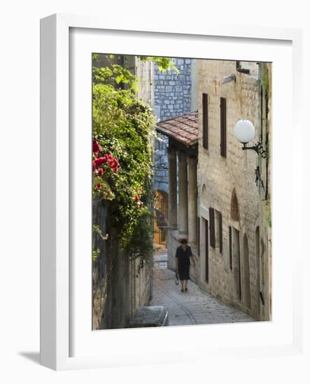Narrow Street in Old Town, Rab Town, Rab Island, Kvarner Gulf, Croatia, Europe-Stuart Black-Framed Photographic Print