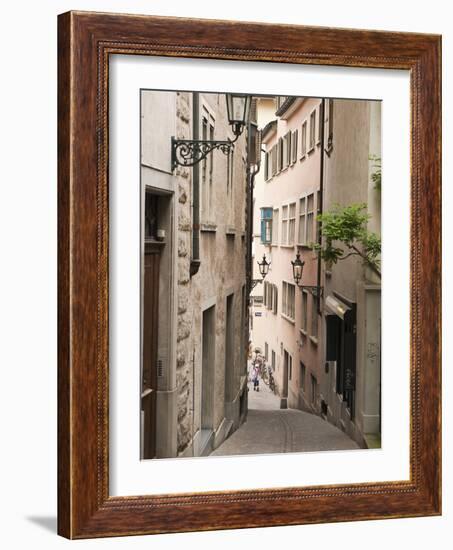 Narrow Street in Old Town, Zurich, Switzerland, Europe-Michael DeFreitas-Framed Photographic Print