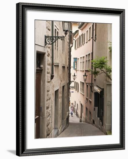 Narrow Street in Old Town, Zurich, Switzerland, Europe-Michael DeFreitas-Framed Photographic Print