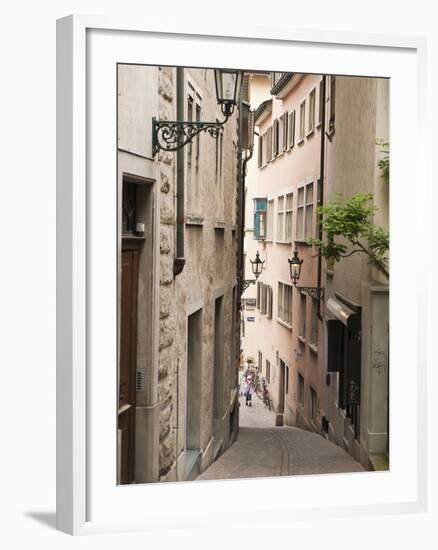 Narrow Street in Old Town, Zurich, Switzerland, Europe-Michael DeFreitas-Framed Photographic Print