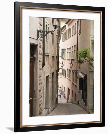 Narrow Street in Old Town, Zurich, Switzerland, Europe-Michael DeFreitas-Framed Photographic Print