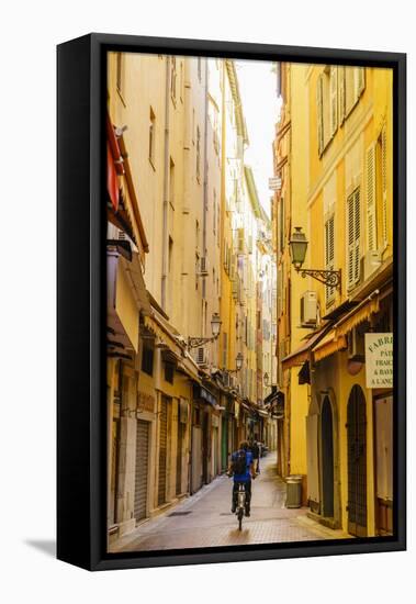 Narrow street in the Old Town, Vieille Ville, Nice, Alpes-Maritimes, Cote d'Azur, Provence, French-Fraser Hall-Framed Premier Image Canvas