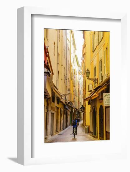 Narrow street in the Old Town, Vieille Ville, Nice, Alpes-Maritimes, Cote d'Azur, Provence, French-Fraser Hall-Framed Photographic Print