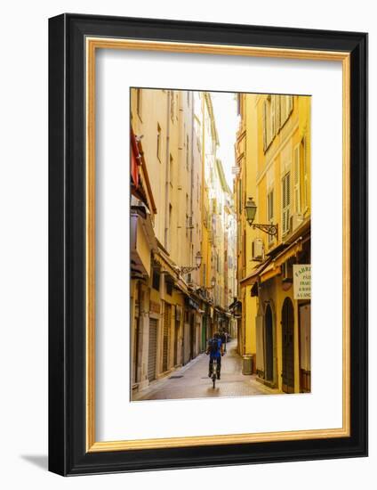 Narrow street in the Old Town, Vieille Ville, Nice, Alpes-Maritimes, Cote d'Azur, Provence, French-Fraser Hall-Framed Photographic Print