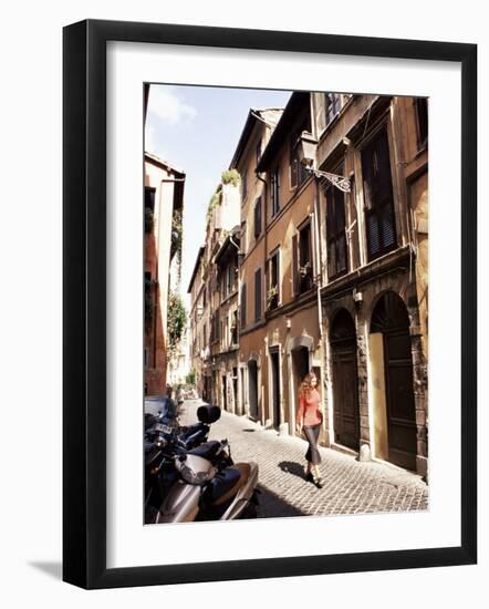 Narrow Street in Trastevere District, Rome, Lazio, Italy-Ken Gillham-Framed Photographic Print