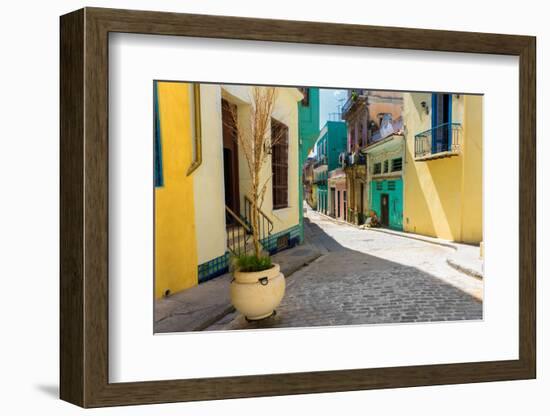 Narrow Street Sidelined by Colorful Buildings in Old Havana-Kamira-Framed Photographic Print
