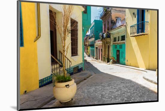 Narrow Street Sidelined by Colorful Buildings in Old Havana-Kamira-Mounted Photographic Print