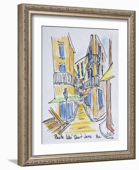 Narrow streets along Placette Abbe Robert Jarred, Old Nice, Nice, France-Richard Lawrence-Framed Photographic Print