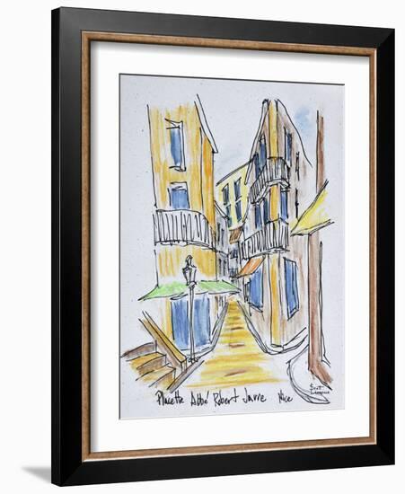 Narrow streets along Placette Abbe Robert Jarred, Old Nice, Nice, France-Richard Lawrence-Framed Photographic Print