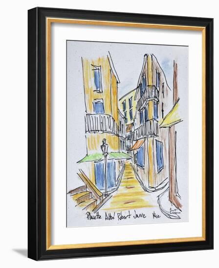 Narrow streets along Placette Abbe Robert Jarred, Old Nice, Nice, France-Richard Lawrence-Framed Photographic Print