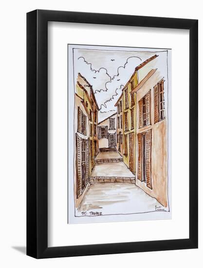 Narrow streets in the small town of Saint-Tropez, French Riviera, France-Richard Lawrence-Framed Photographic Print