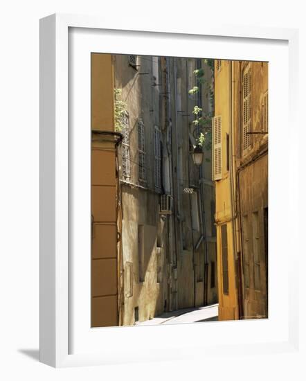 Narrow Sunlit Street in Old Aix, Provence-Alpes-Cote-D'Azur, France-Ruth Tomlinson-Framed Photographic Print