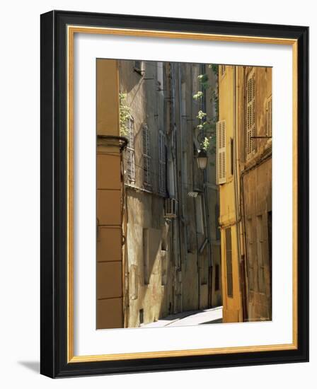 Narrow Sunlit Street in Old Aix, Provence-Alpes-Cote-D'Azur, France-Ruth Tomlinson-Framed Photographic Print