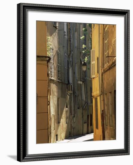 Narrow Sunlit Street in Old Aix, Provence-Alpes-Cote-D'Azur, France-Ruth Tomlinson-Framed Photographic Print