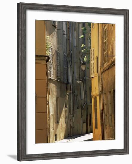 Narrow Sunlit Street in Old Aix, Provence-Alpes-Cote-D'Azur, France-Ruth Tomlinson-Framed Photographic Print