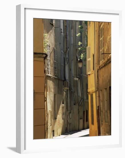 Narrow Sunlit Street in Old Aix, Provence-Alpes-Cote-D'Azur, France-Ruth Tomlinson-Framed Photographic Print