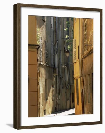 Narrow Sunlit Street in Old Aix, Provence-Alpes-Cote-D'Azur, France-Ruth Tomlinson-Framed Photographic Print