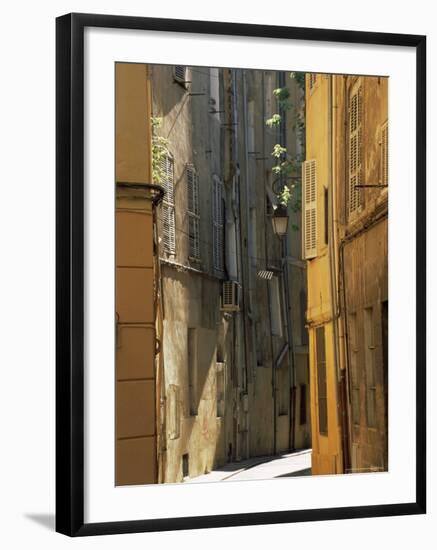 Narrow Sunlit Street in Old Aix, Provence-Alpes-Cote-D'Azur, France-Ruth Tomlinson-Framed Photographic Print