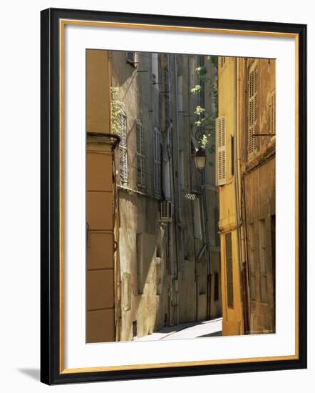 Narrow Sunlit Street in Old Aix, Provence-Alpes-Cote-D'Azur, France-Ruth Tomlinson-Framed Photographic Print