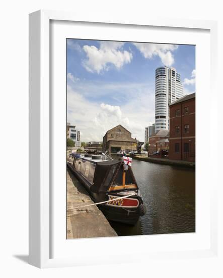 Narrowboat at Granary Wharf, Leeds, West Yorkshire, Yorkshire, England, United Kingdom, Europe-Mark Sunderland-Framed Photographic Print