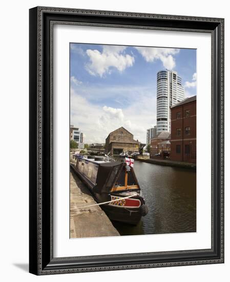 Narrowboat at Granary Wharf, Leeds, West Yorkshire, Yorkshire, England, United Kingdom, Europe-Mark Sunderland-Framed Photographic Print