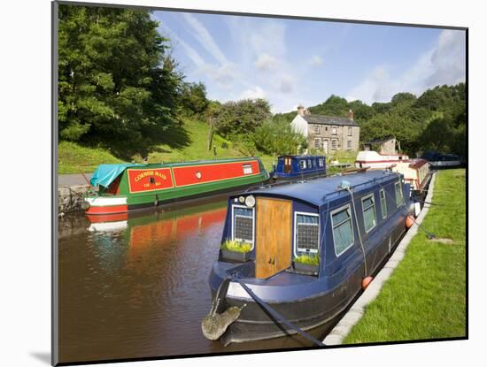 Narrowboats on the Monmouthshire and Brecon Canal at Llangattock, Brecon Beacons National Park, Pow-Adam Burton-Mounted Photographic Print