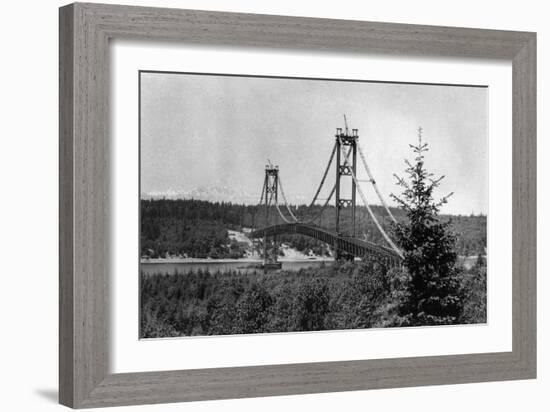 Narrows Bridge View - Tacoma, WA-Lantern Press-Framed Art Print