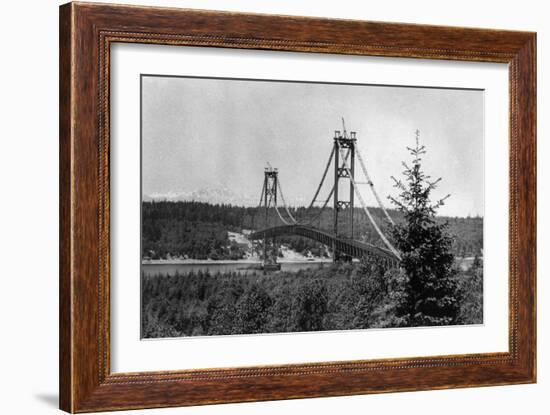 Narrows Bridge View - Tacoma, WA-Lantern Press-Framed Art Print